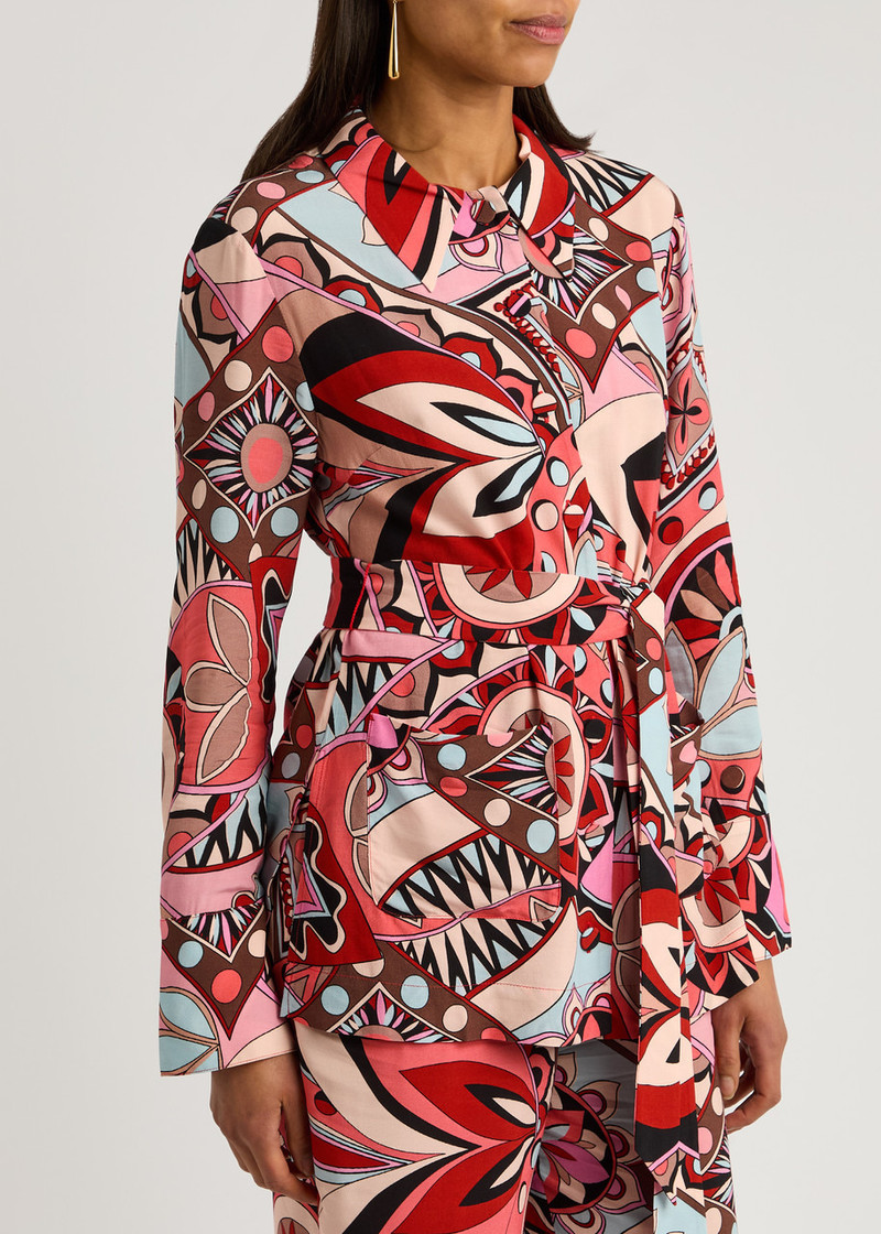 RIXO Rixo Aurelio Printed Belted Crepe Shirt outlook