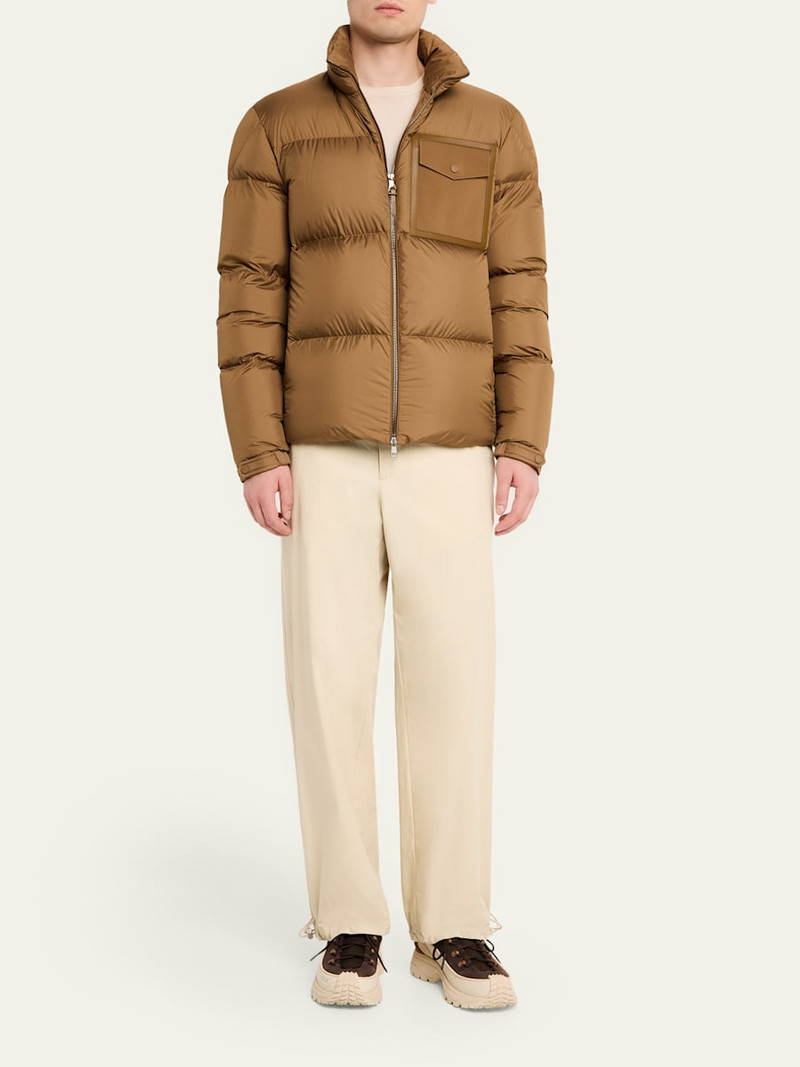 Moncler Men's Leather-Pocket Down Puffer Jacket outlook