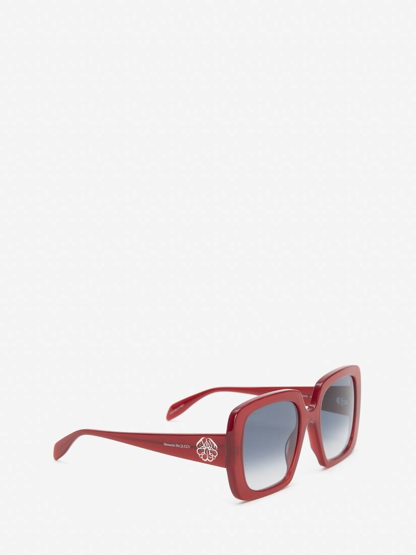 Women's Seal Logo Square Sunglasses in Red - 3
