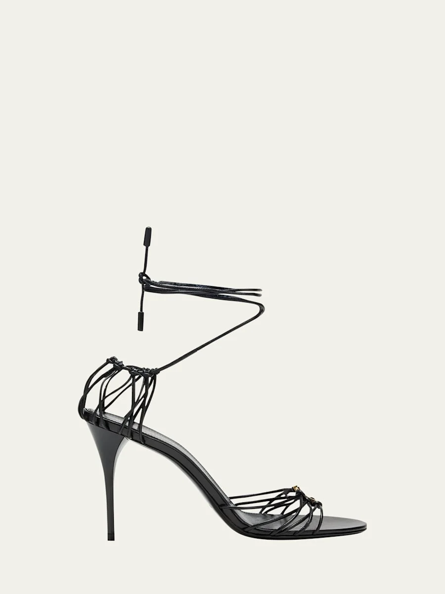 Jota Strappy YSL Ankle-Wrap Sandals - 1
