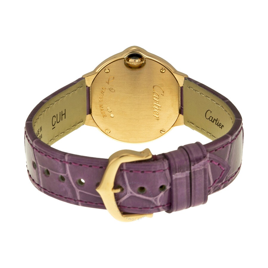 Cartier Ballon Bleu Silver Diamond Dial 18kt Rose Gold Purple Leather Ladies Watch WE902050 - 3