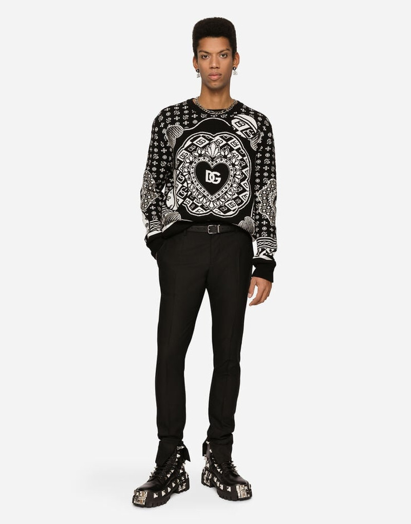 Dolce & Gabbana Round-neck virgin wool jacquard sweater outlook