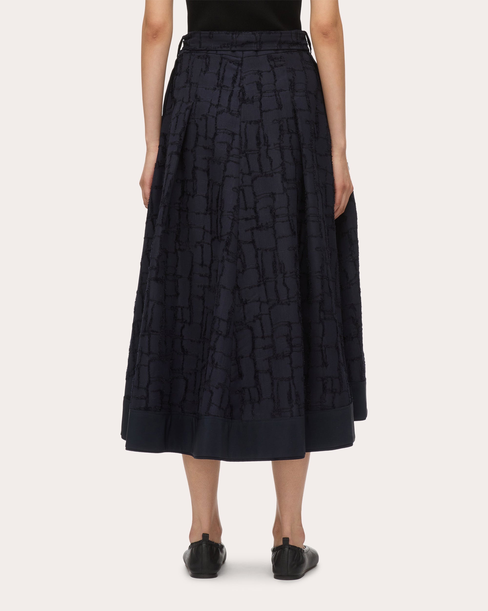 Pleated Fil-Coupé Midi Skirt - 2