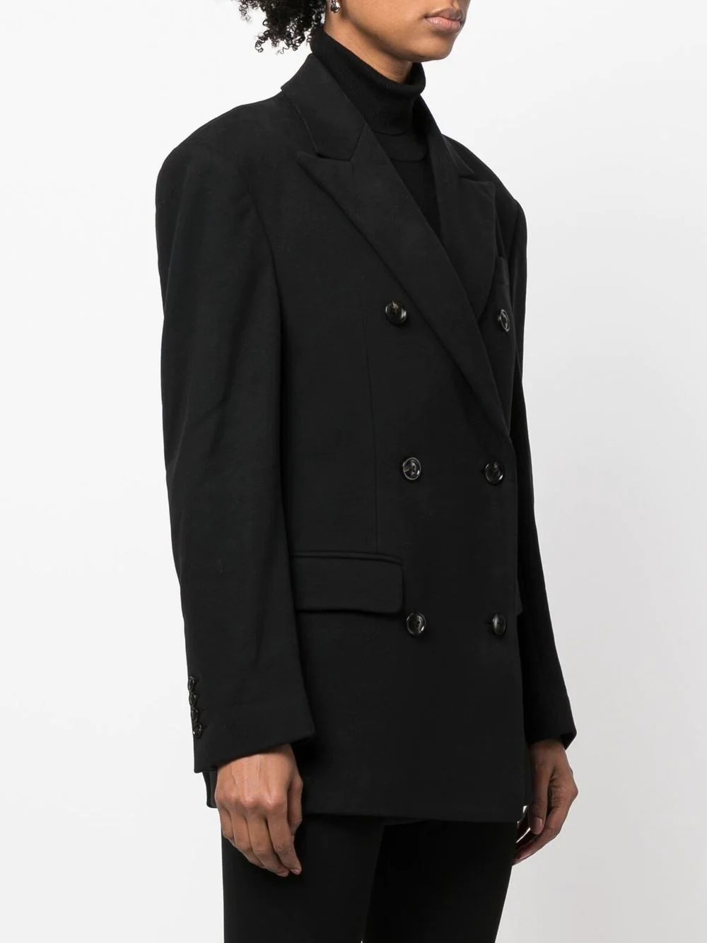 double-breasted cotton blazer - 3