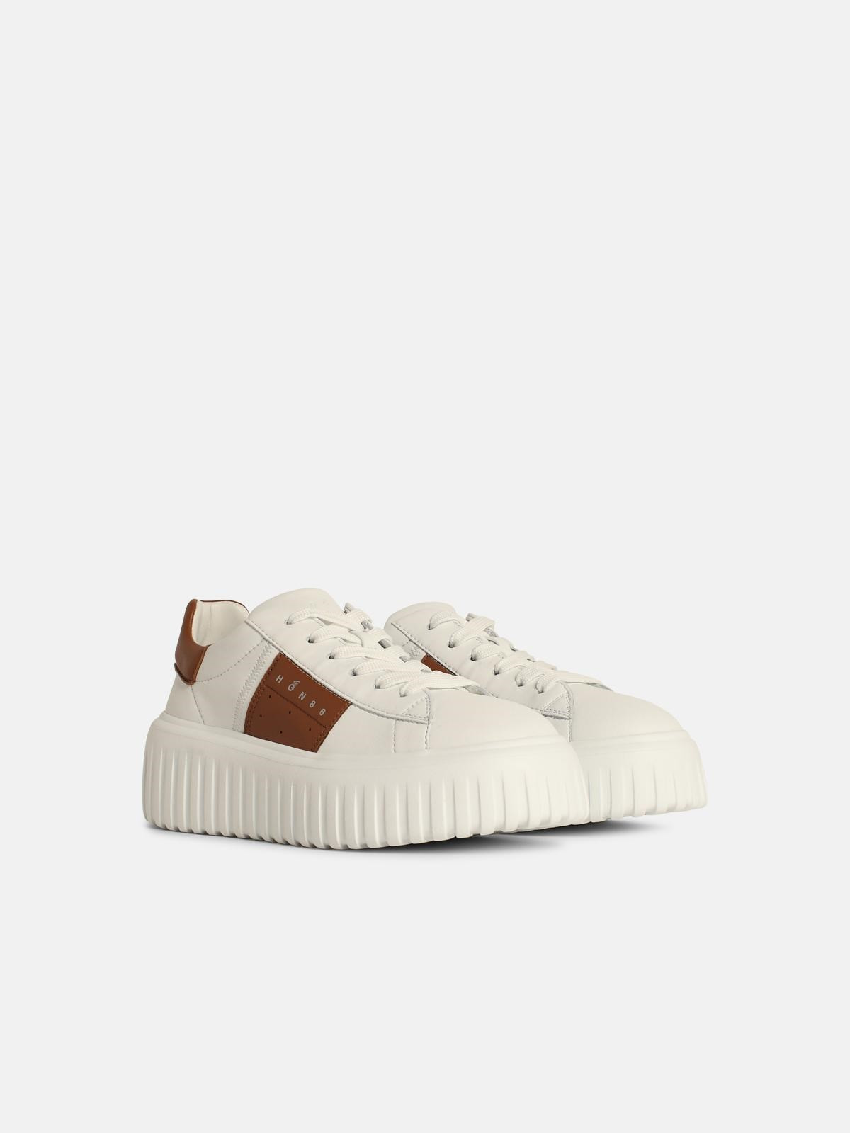 'H STRIPES' IVORY LEATHER SNEAKERS - 2