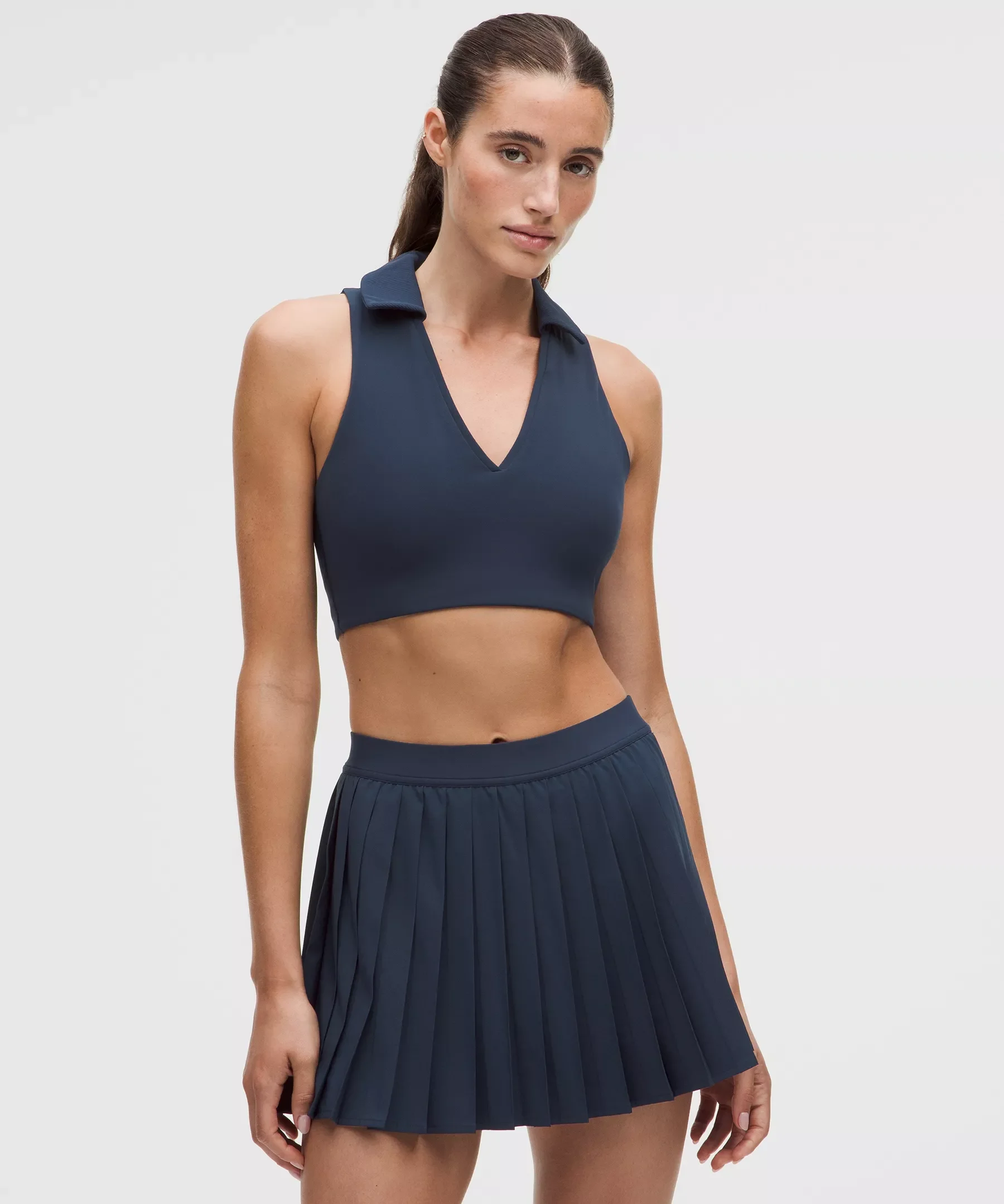 Collared Longline Ribbed Tennis Bra *Medium Support, B/C Cup - 1