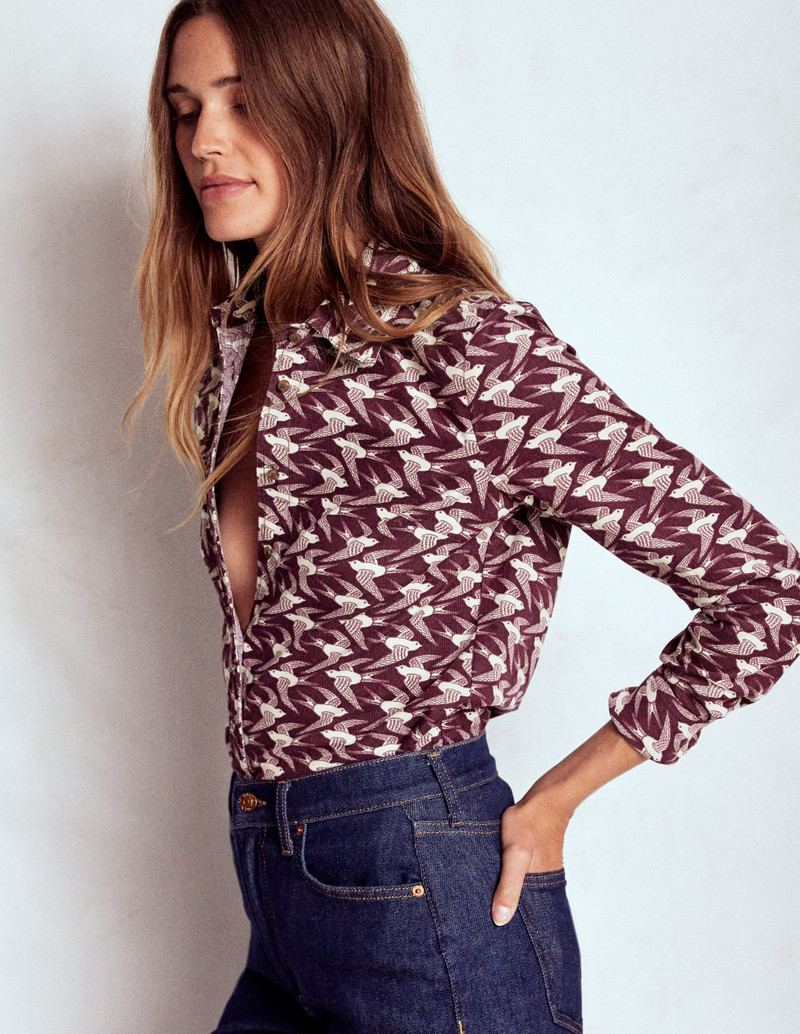 Sienna Cord Shirt-Dark Cherry, Swooping Swallow 5
