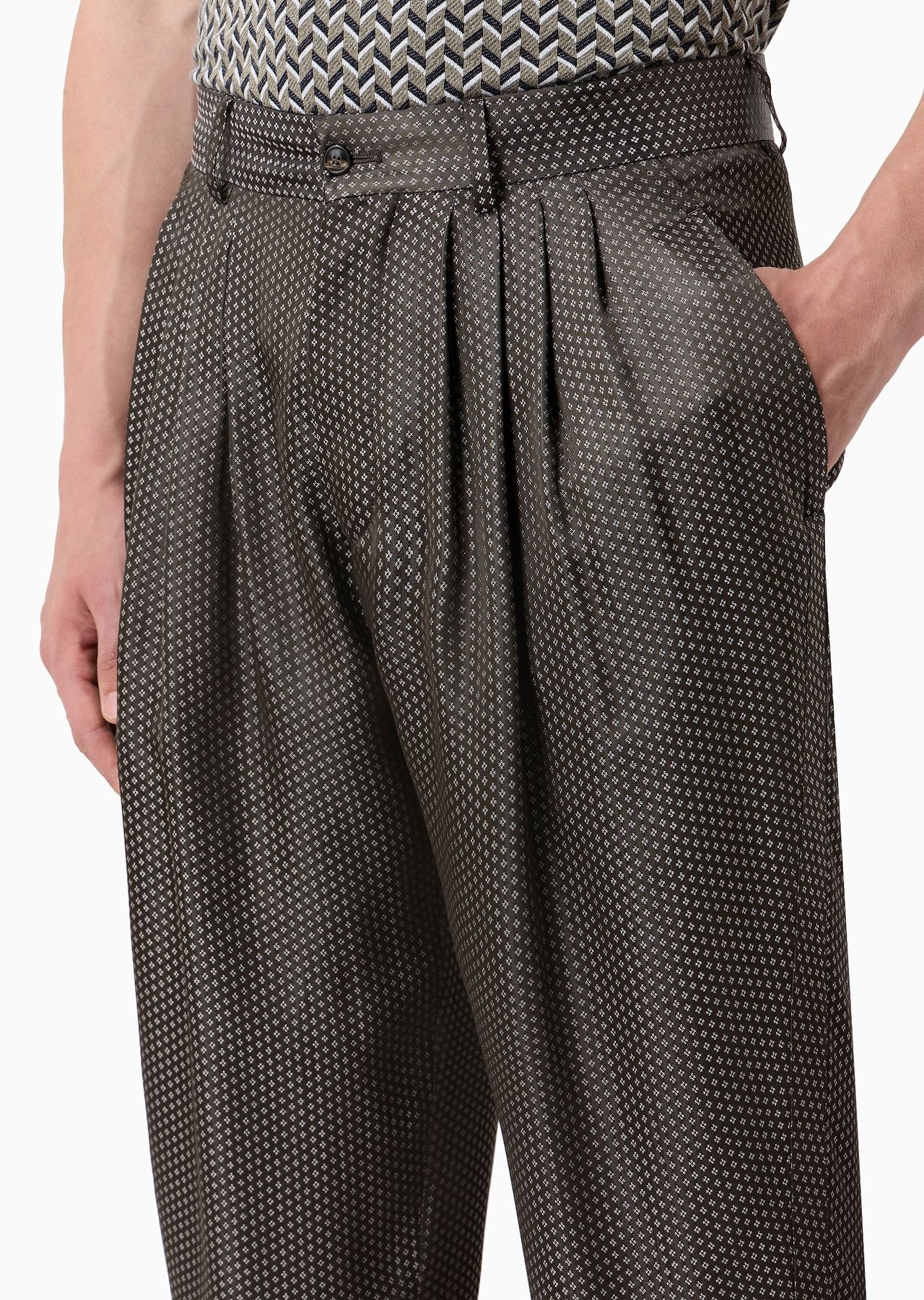 ASV viscose-blend jacquard trousers with darts - 5