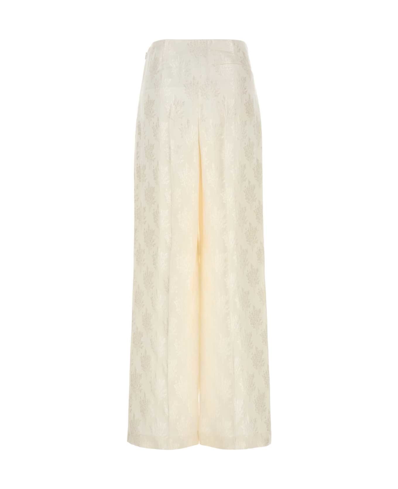 White Silk Wide-leg Pant - 2