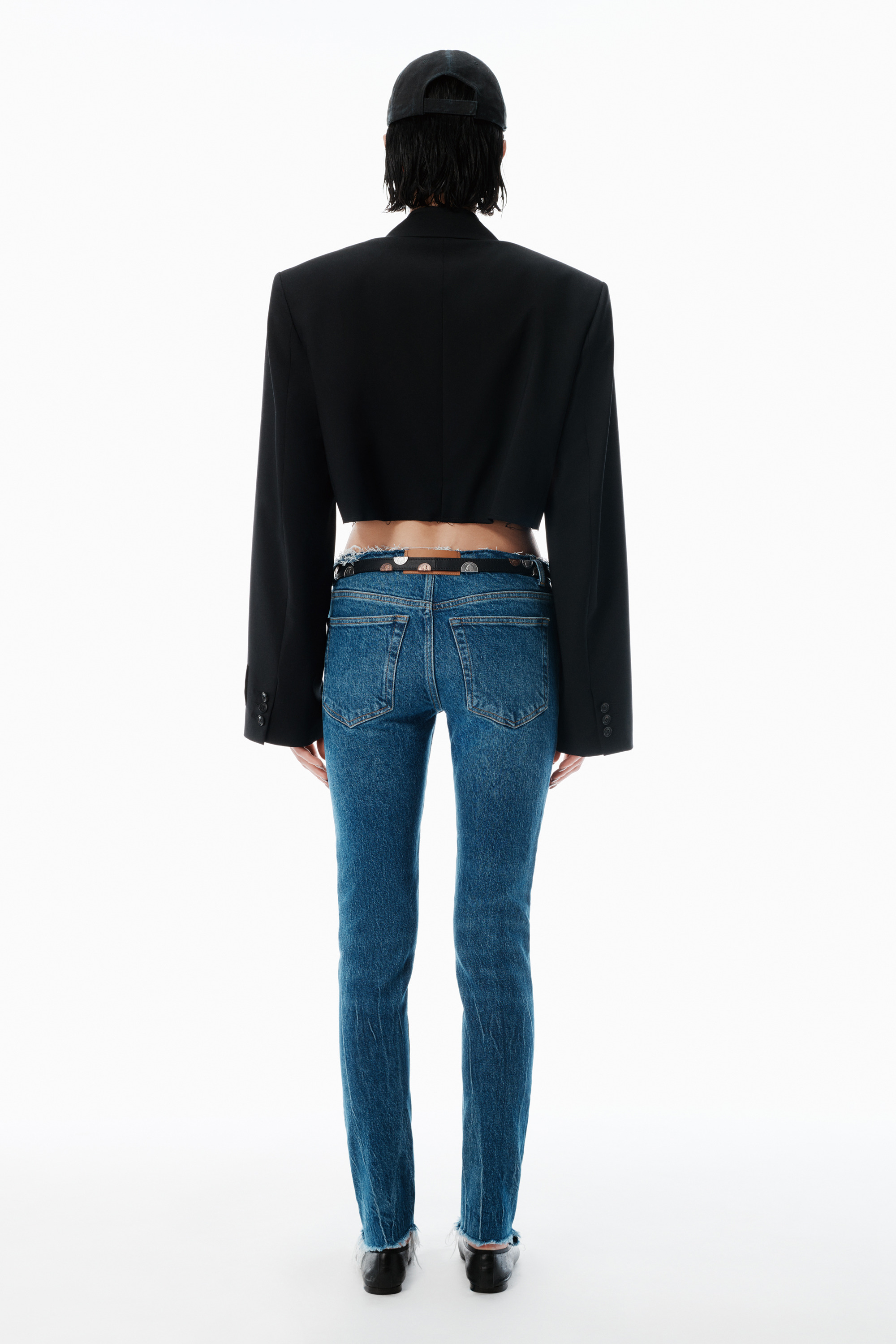 Black Wool-Blend Raw-Edged Blazer - 4