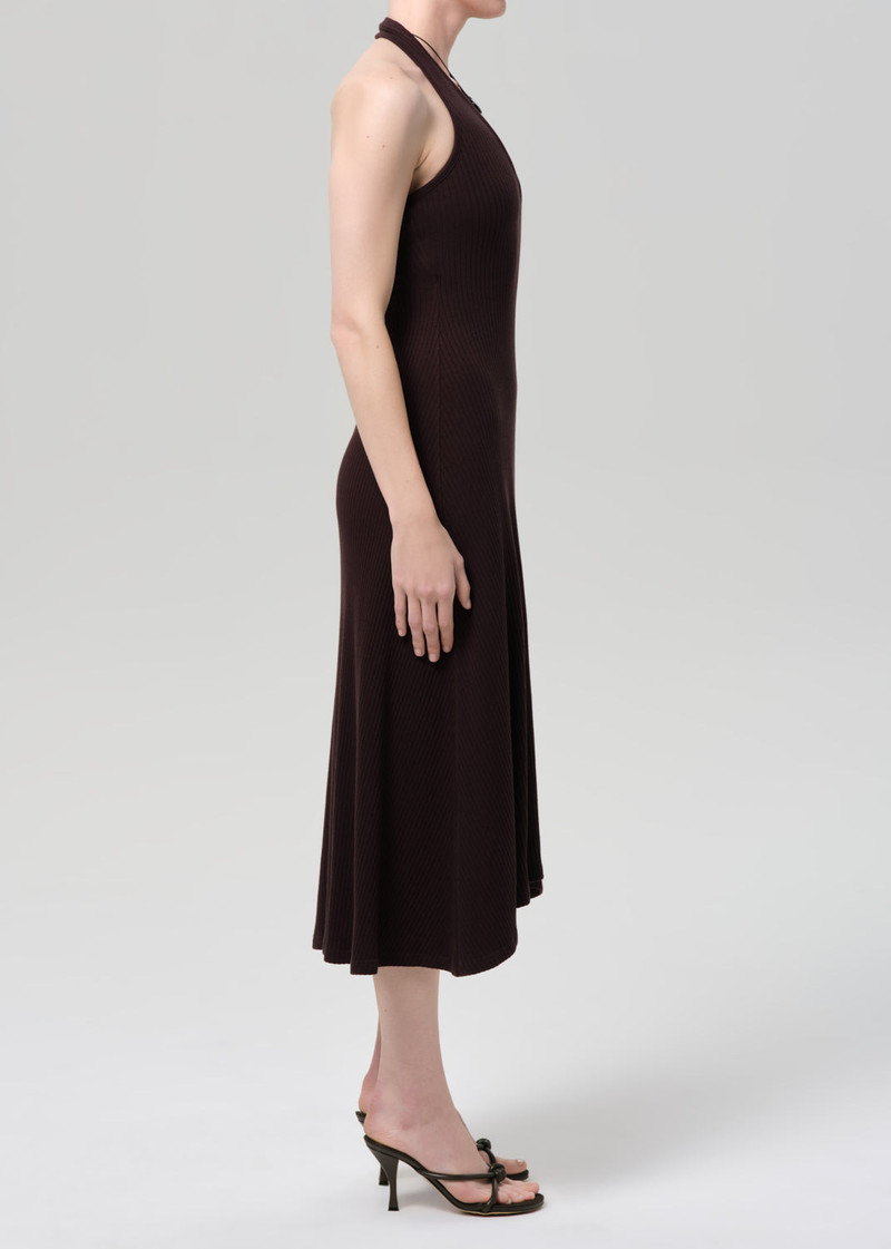 Mila Halter Dress In Chocolate 4