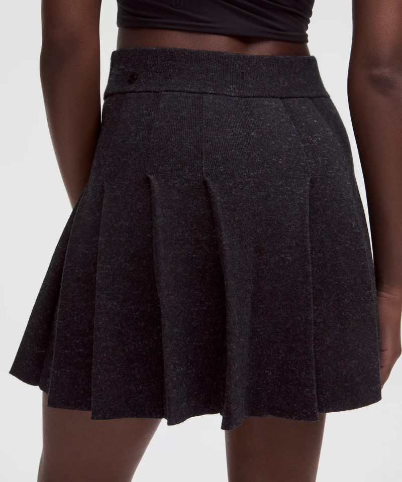 Ribbed Merino Wool Mid-Rise Pleated Skirt 6