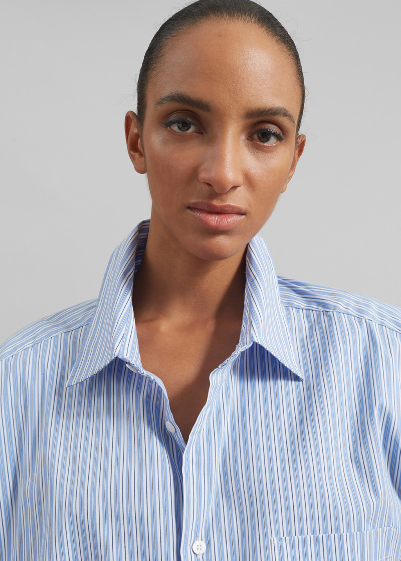 Cyrus Button Up Shirt - Blue/White Stripe 6