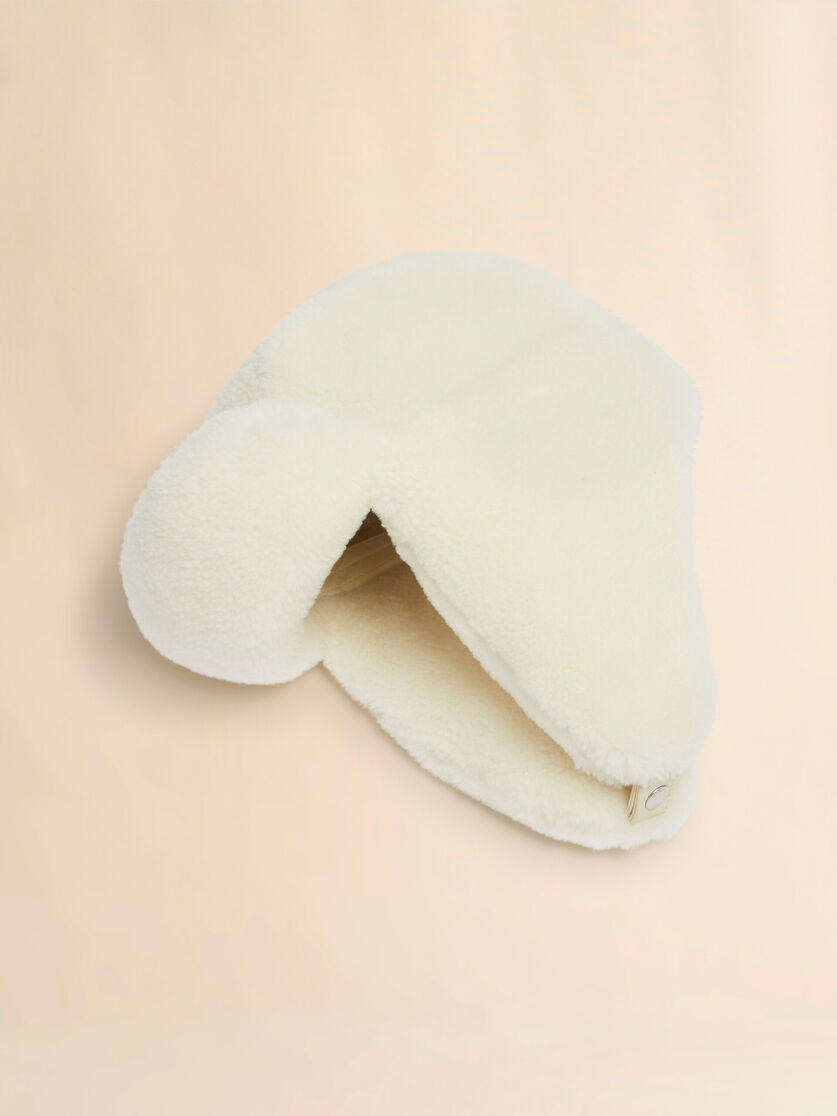 WHITE SHEARLING AVIATOR HAT - 4