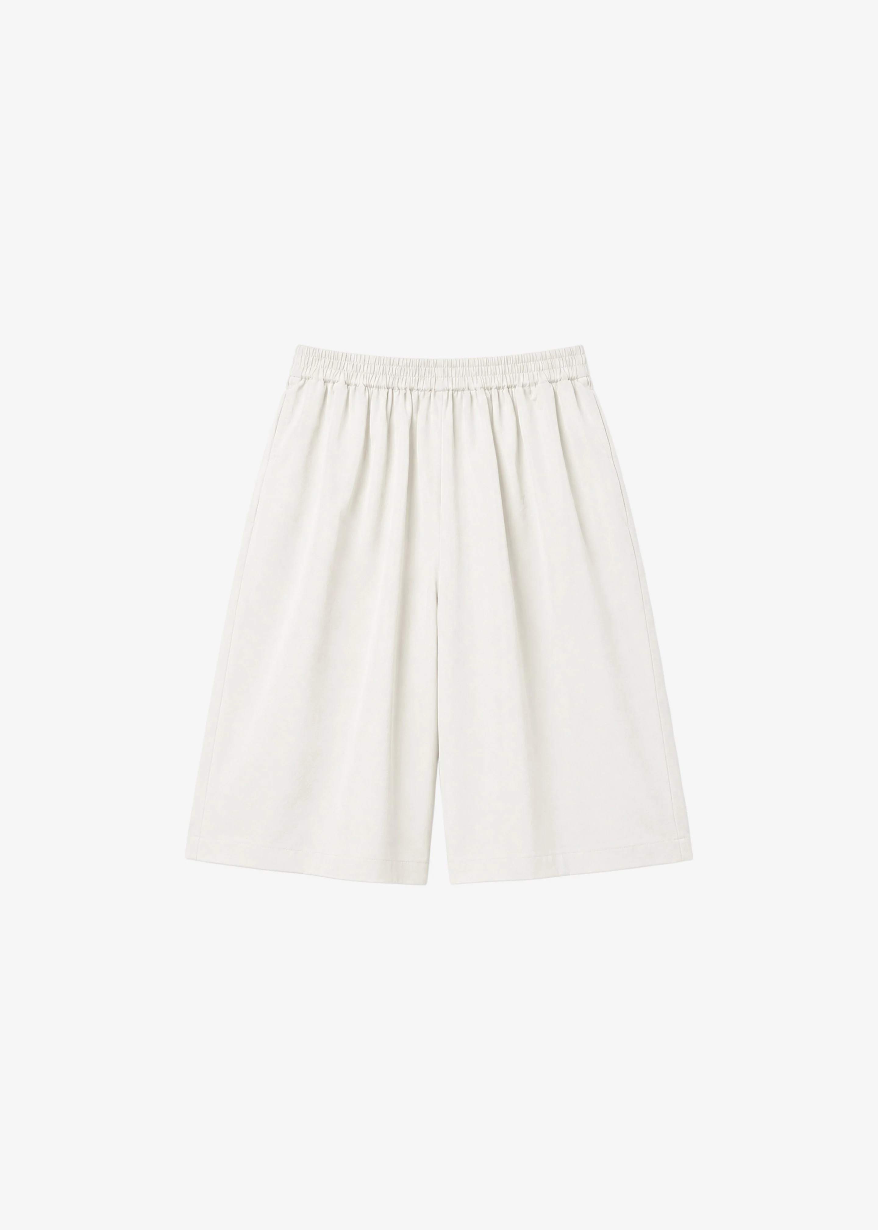 Olyne Satin Wide Bermuda Shorts - Ivory - 1
