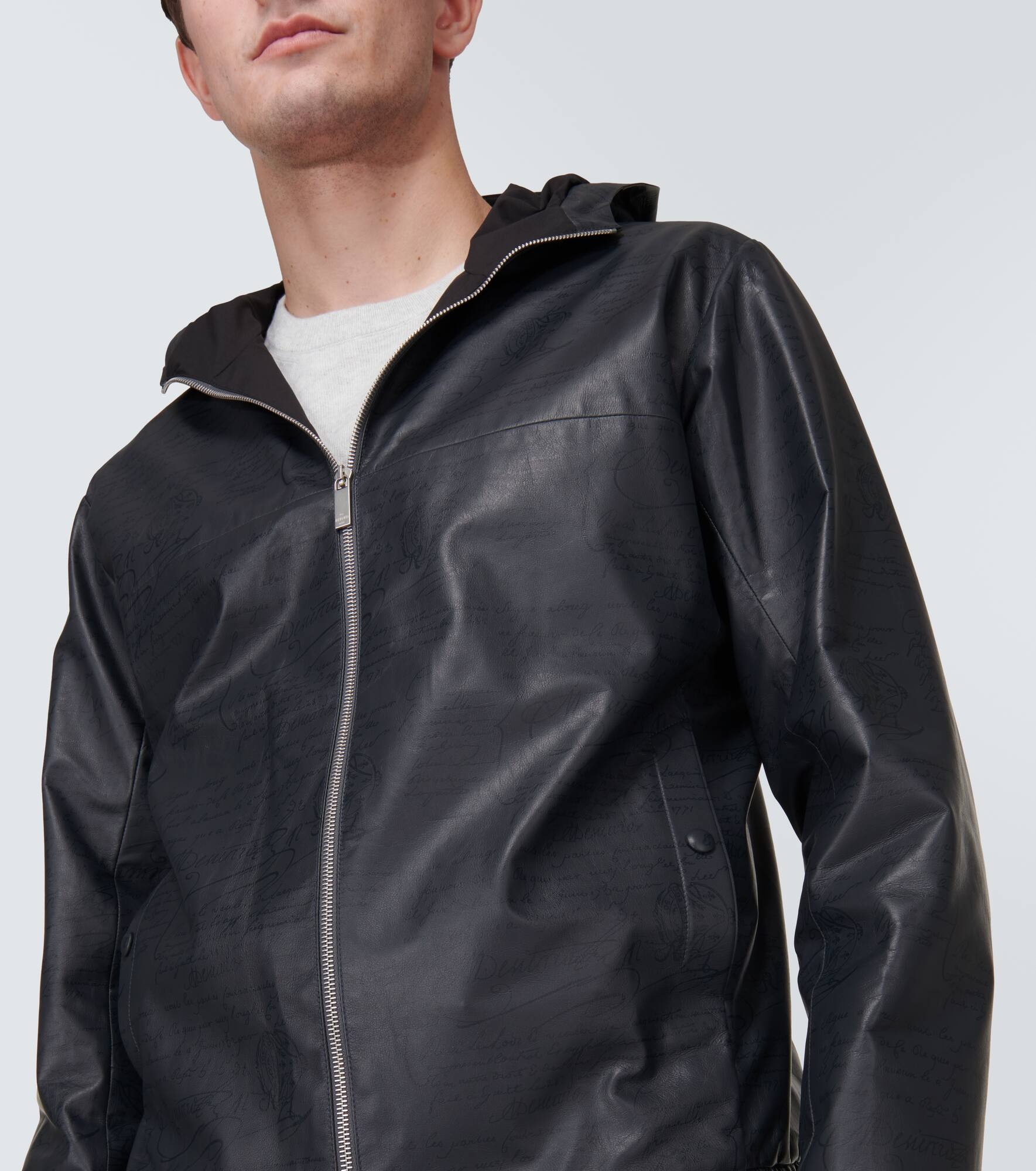 Scritto Printed B-Way leather jacket - 5