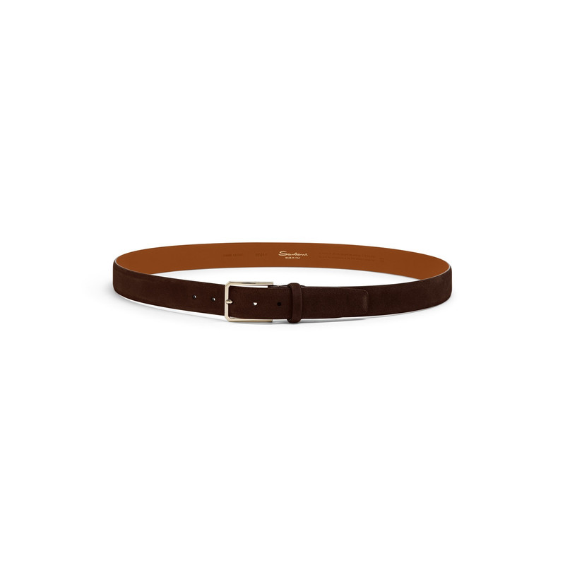 Men's brown suede adjustable belt 4