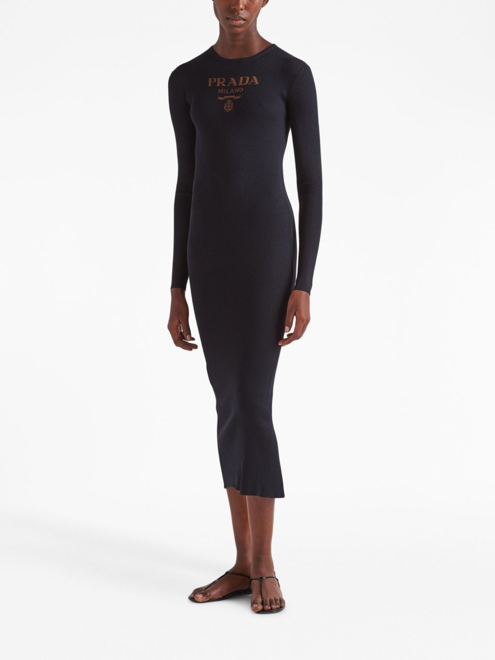logo-print silk midi dress - 2