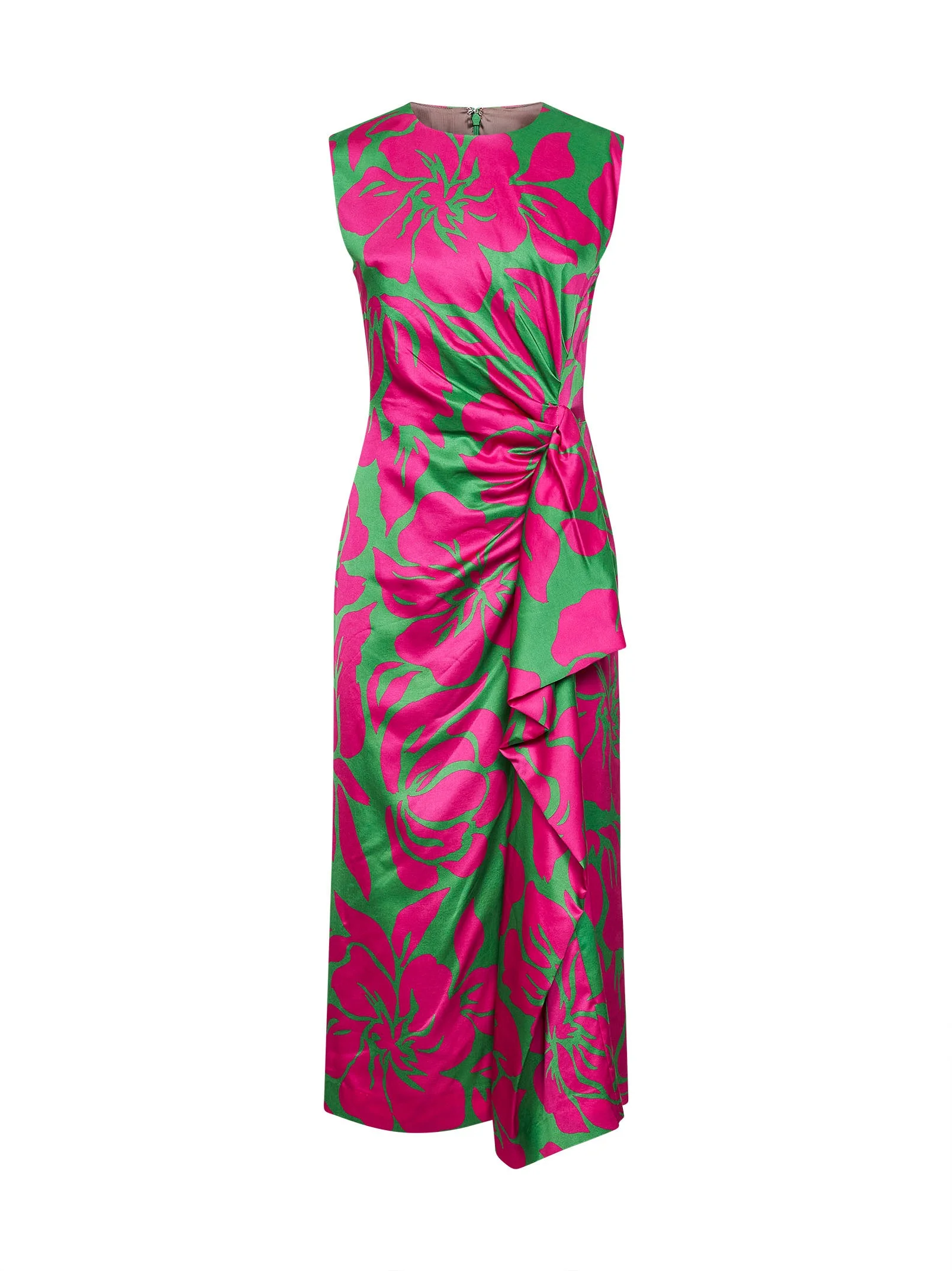 Hawaiian Floral-print viscose draped midi dress - 1