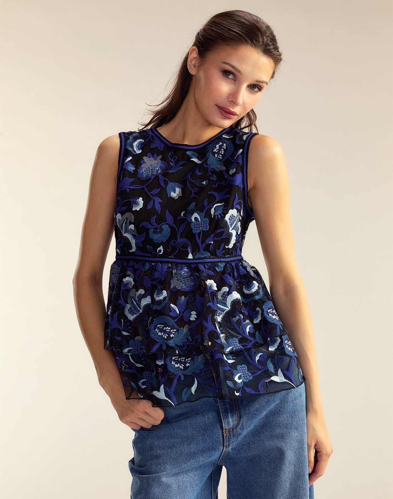 Eve Embroidered Peplum Top - 2