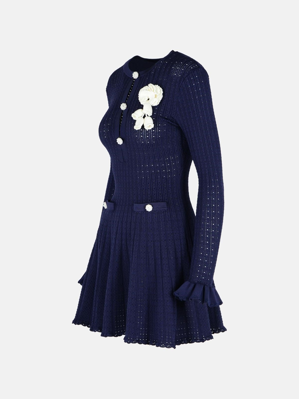 'CROCHET' DRESS IN BLUE VISCOSE BLEND - 2