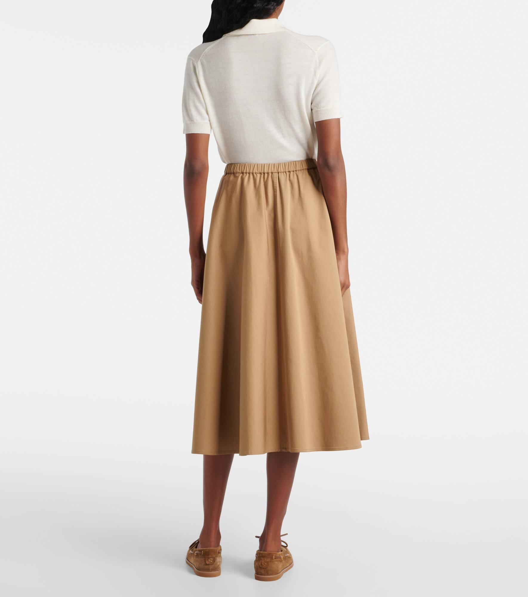 Cotton-blend midi skirt - 3
