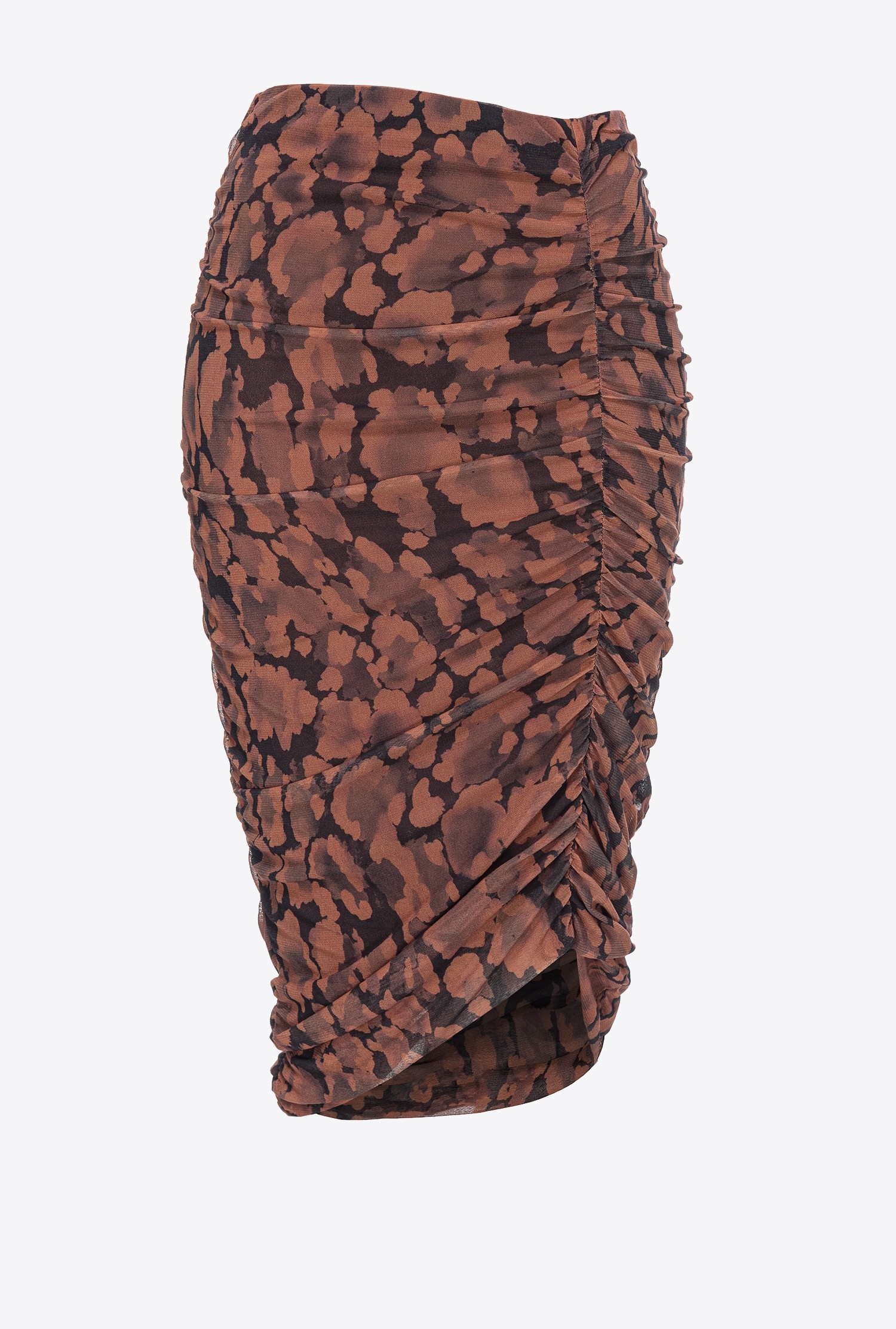 PRINTED CALF-LENGTH SKIRT WITH GATHERING - 1