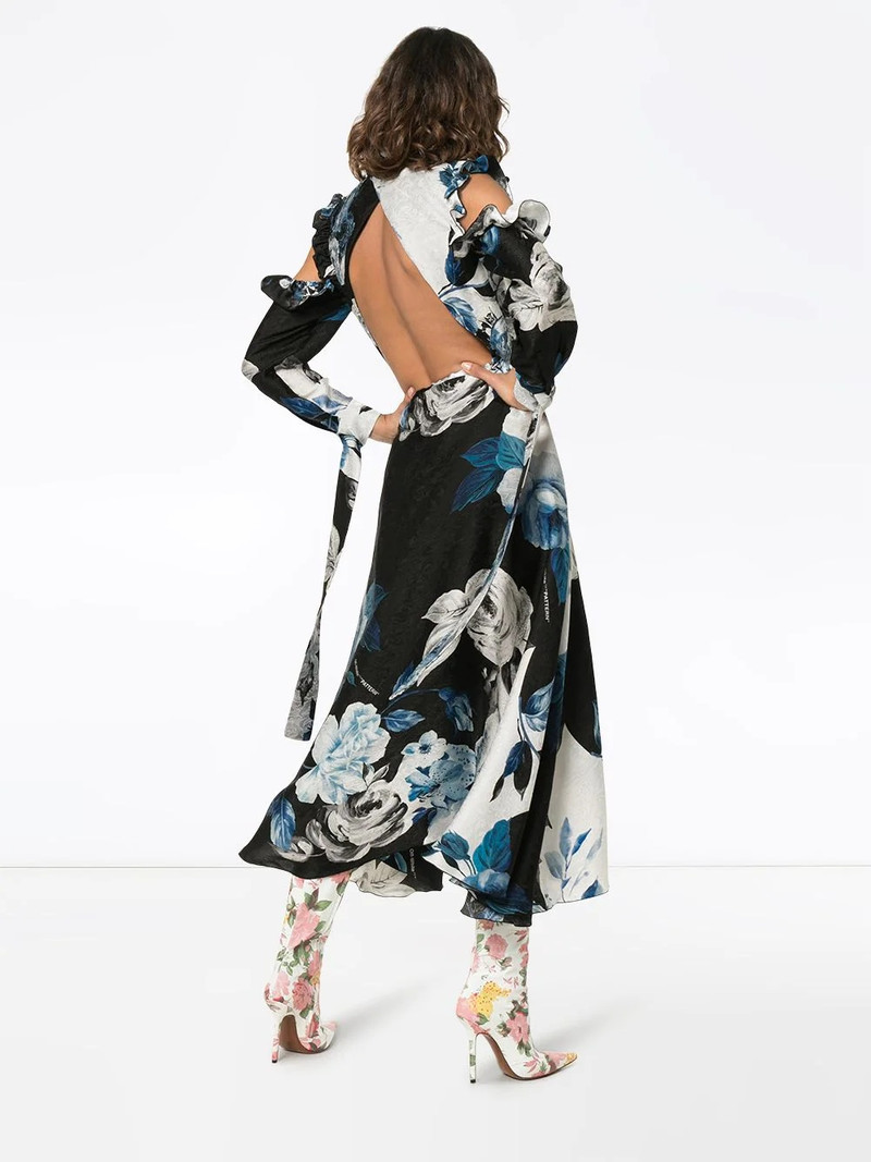 floral flared silk midi dress 4