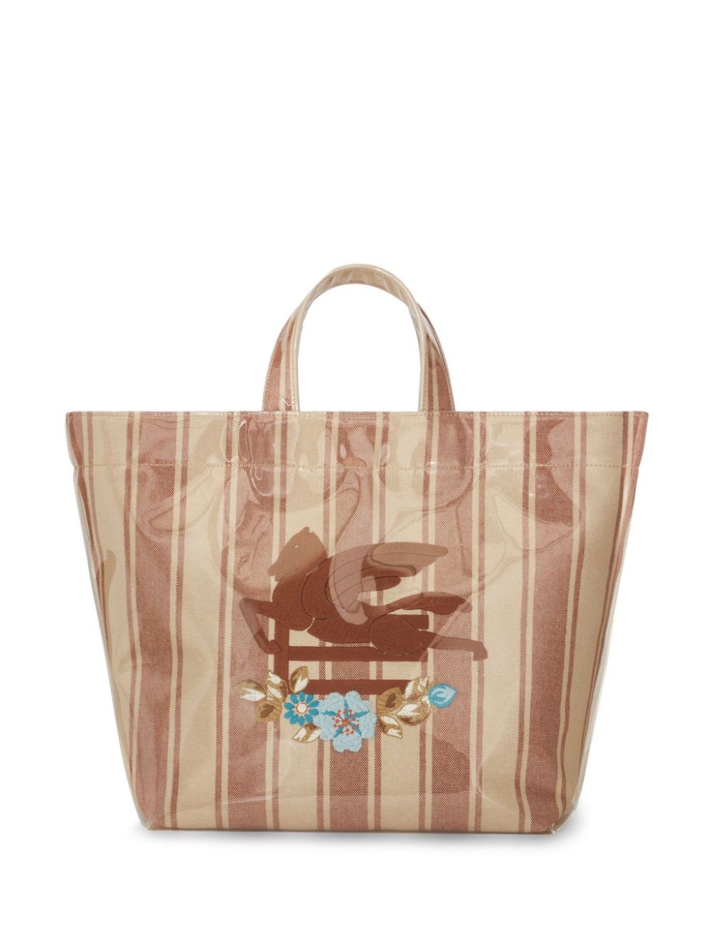 large Pegaso-motif striped-jacquard tote bag - 1