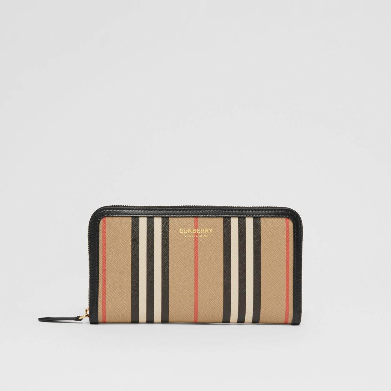 Icon Stripe and Leather Ziparound Wallet - 1