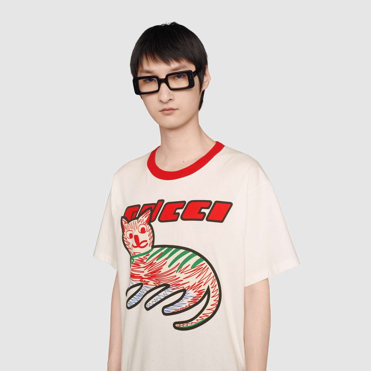 Gucci cat print oversize T-shirt - 5