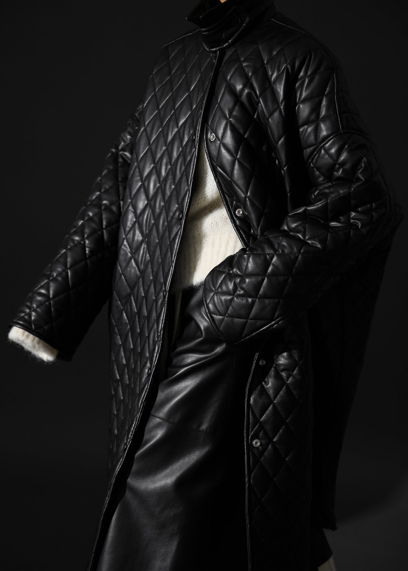 Montana Quilted Faux Leather Coat - Black 6