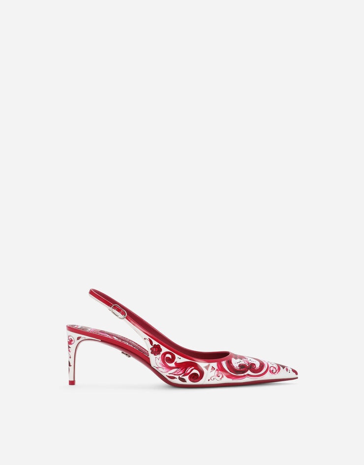 Printed polished calfskin slingbacks - 1