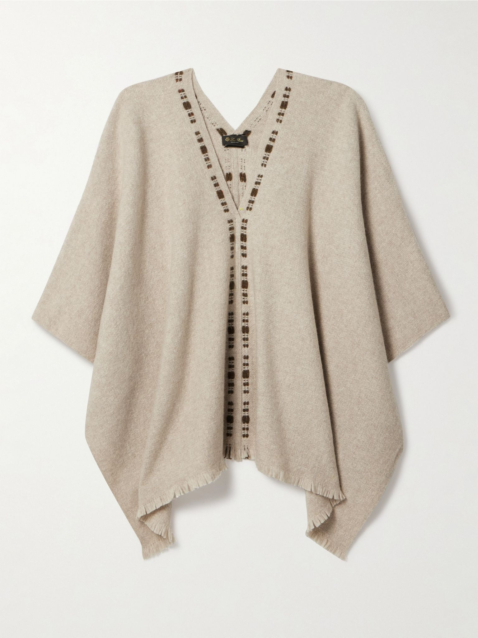 Frayed cashmere and silk-blend poncho Cream - 1