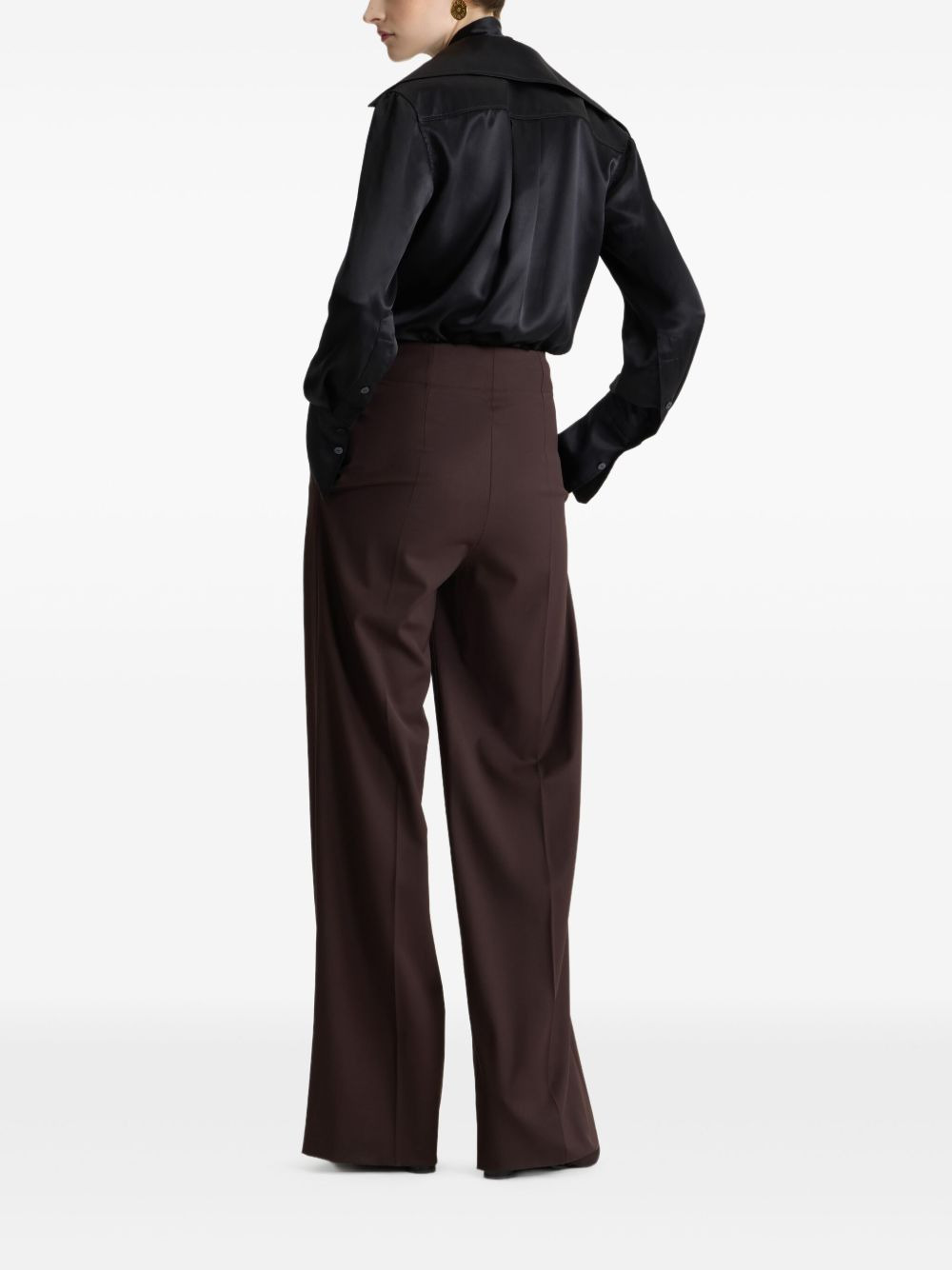 wide-collar silk blouse - 3
