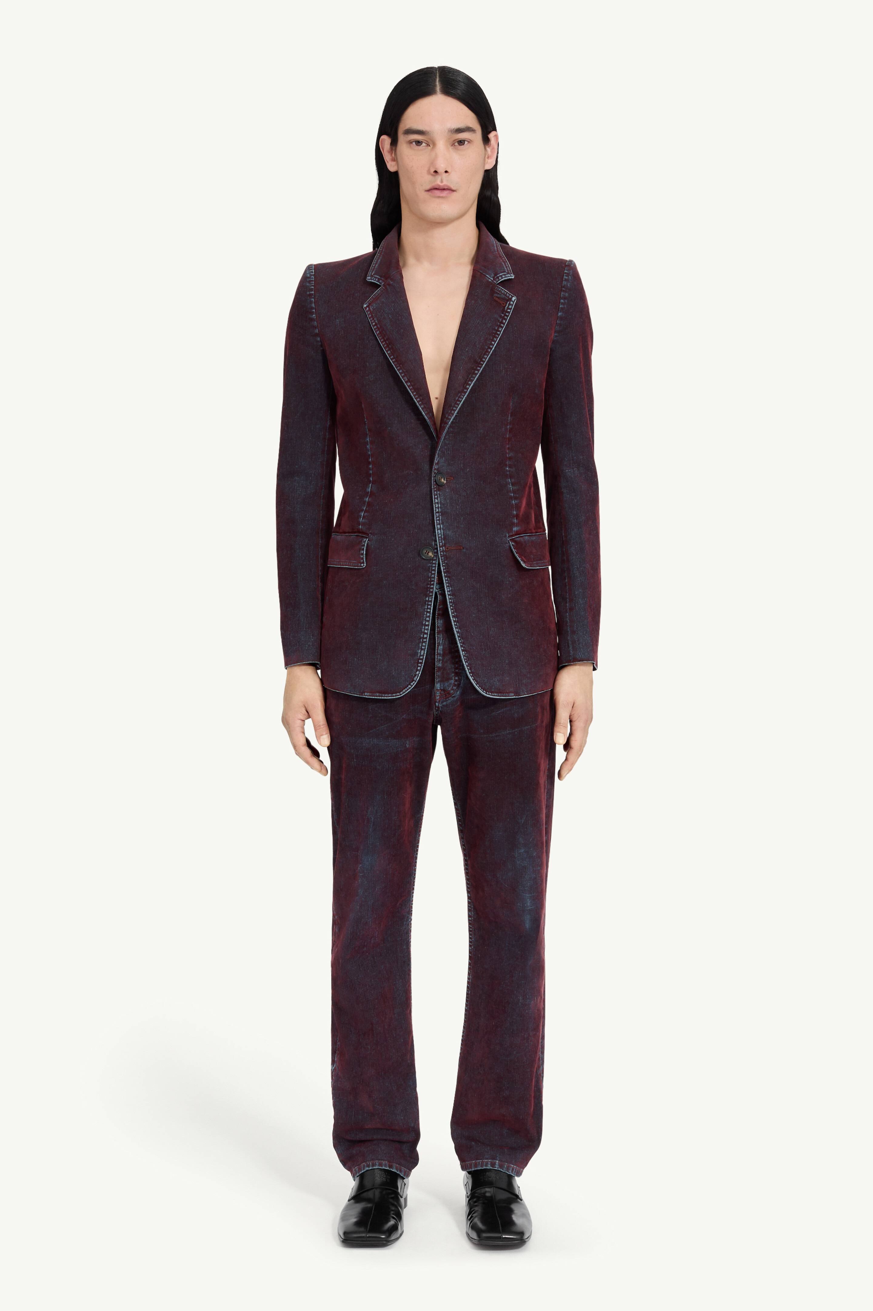 Flocked denim suit jacket - 2