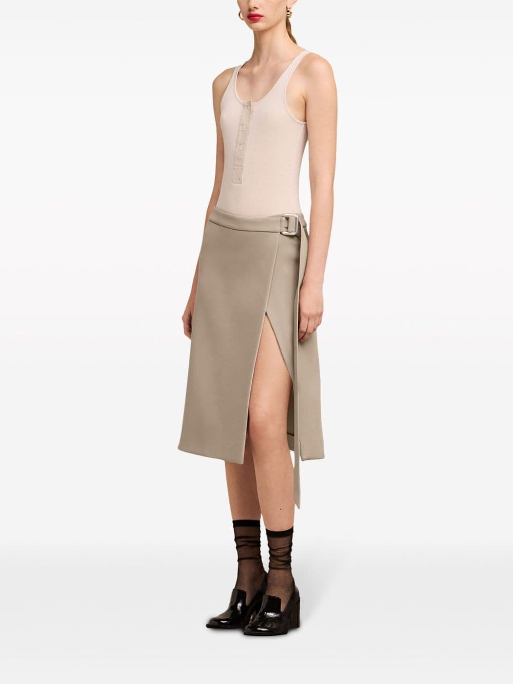 virgin wool wrap midi skirt - 3