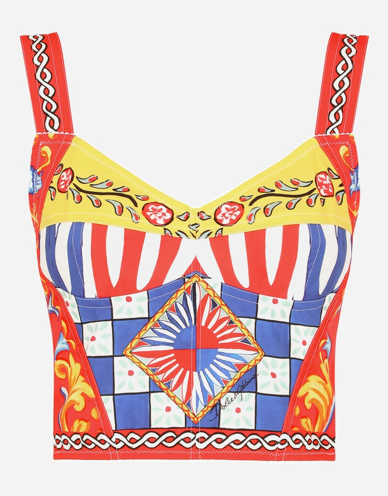 Carretto-print charmeuse bustier top 3