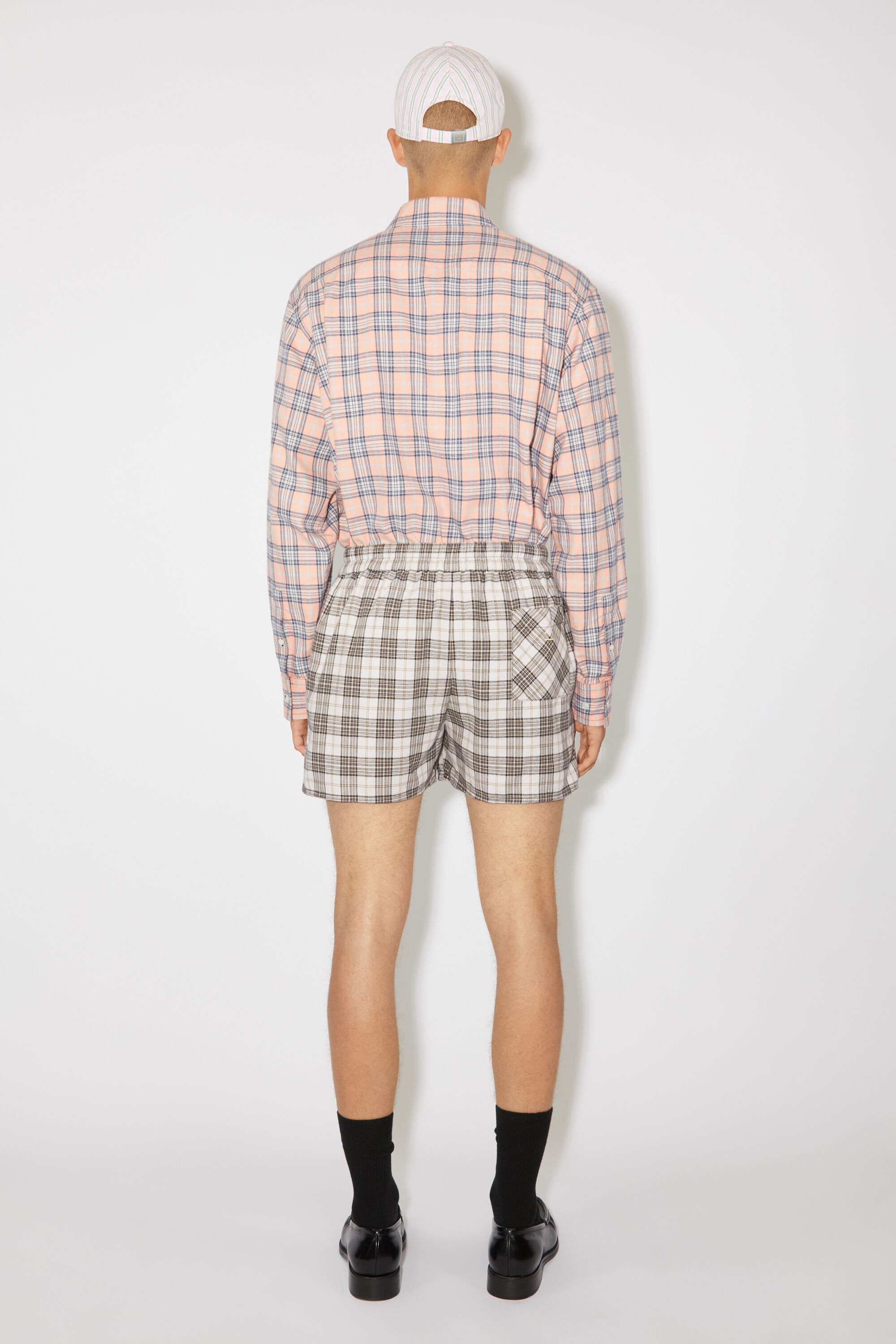 Flannel check shorts - White/black - 3