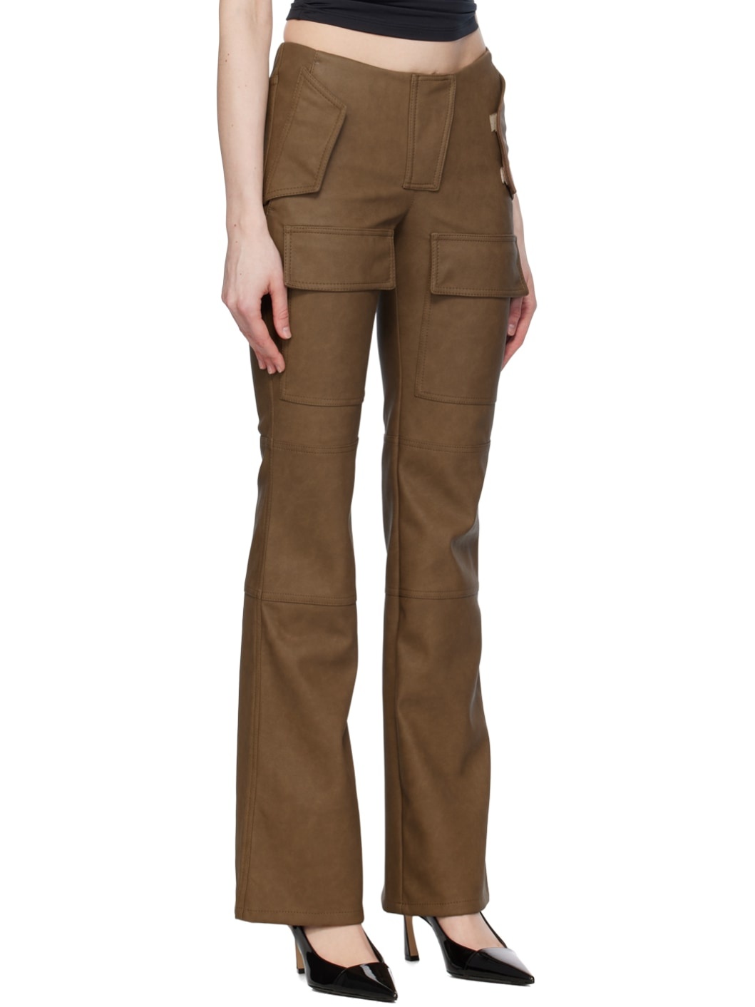 Brown Moto Faux-Leather Trousers - 2