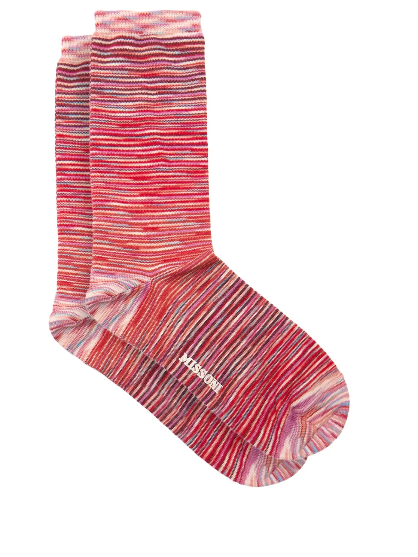 Logo-print space-dyed wool-blend socks - 1