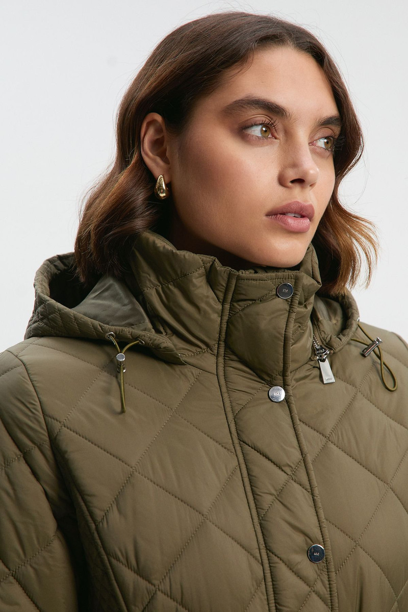 KAREN MILLEN Petite Quilted Hooded Longline Coat outlook