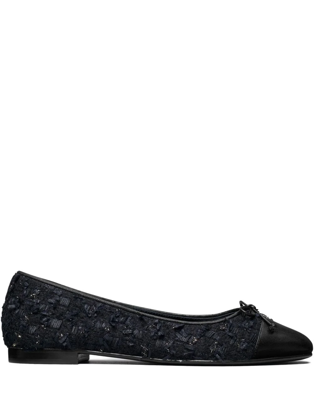 tweed cap-toe ballet flats - 1