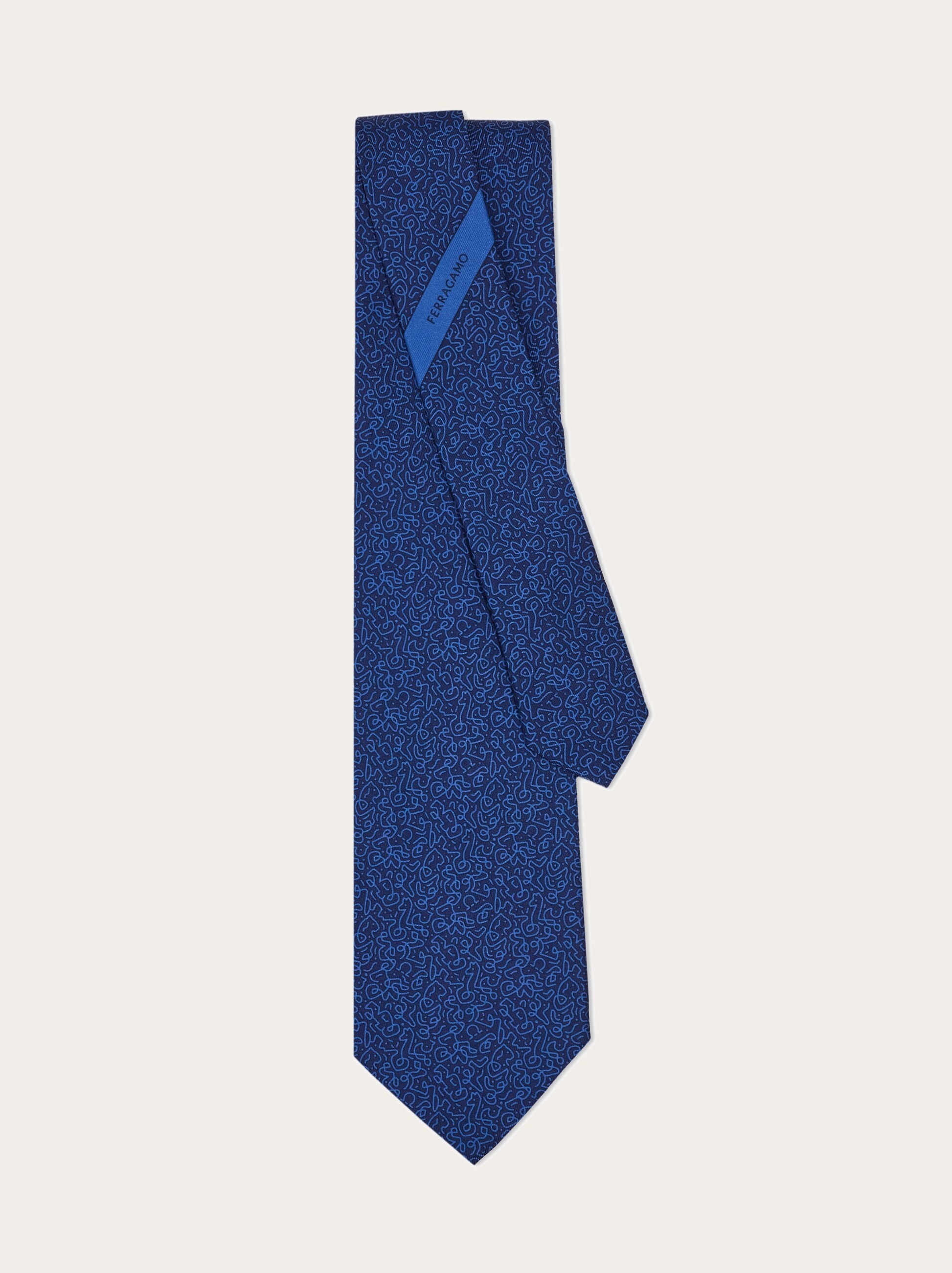 Embroidered print silk tie - 3