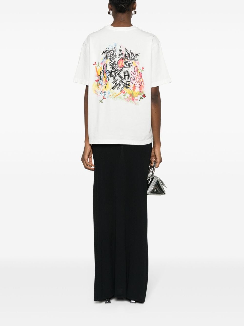 crystal-embellished graphic-print T-shirt - 2