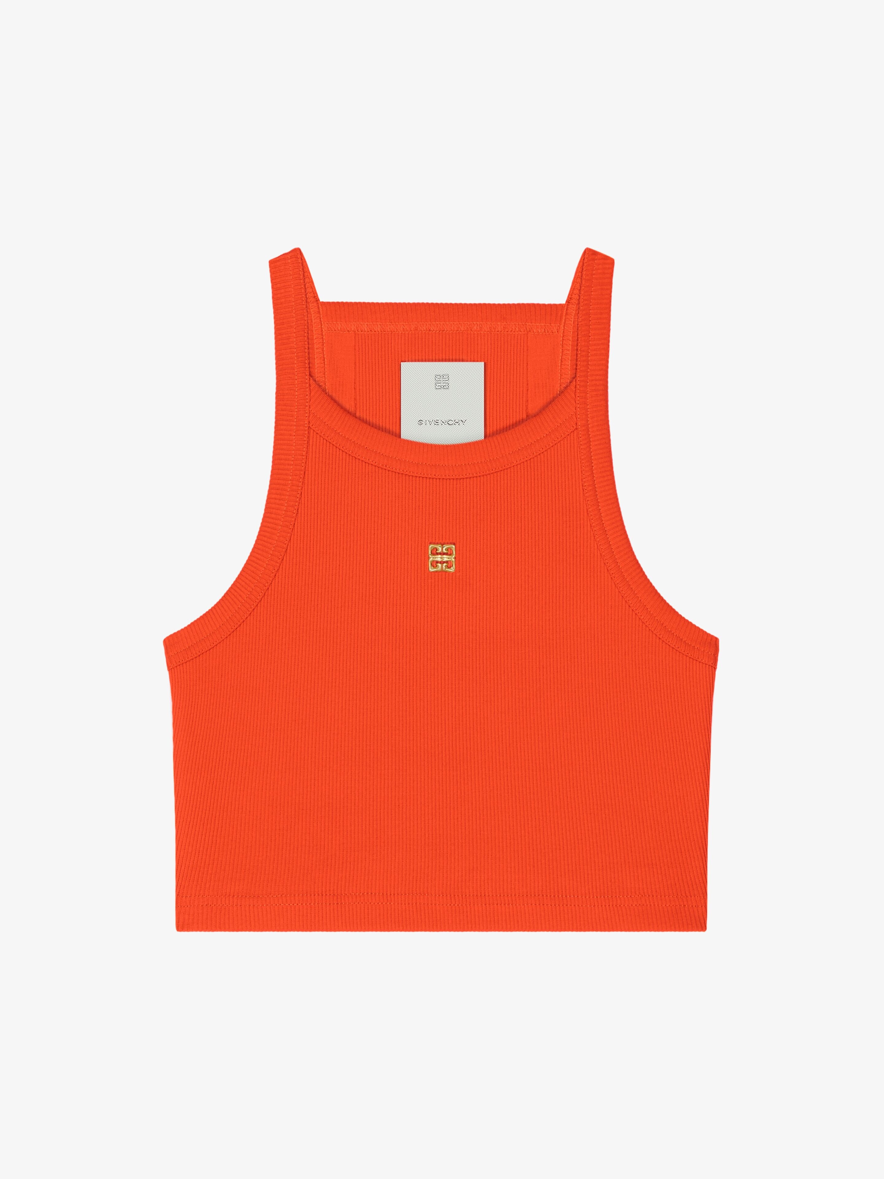 CROPPED TANK TOP IN COTTON WITH 4G LIQUID DETAIL - 1