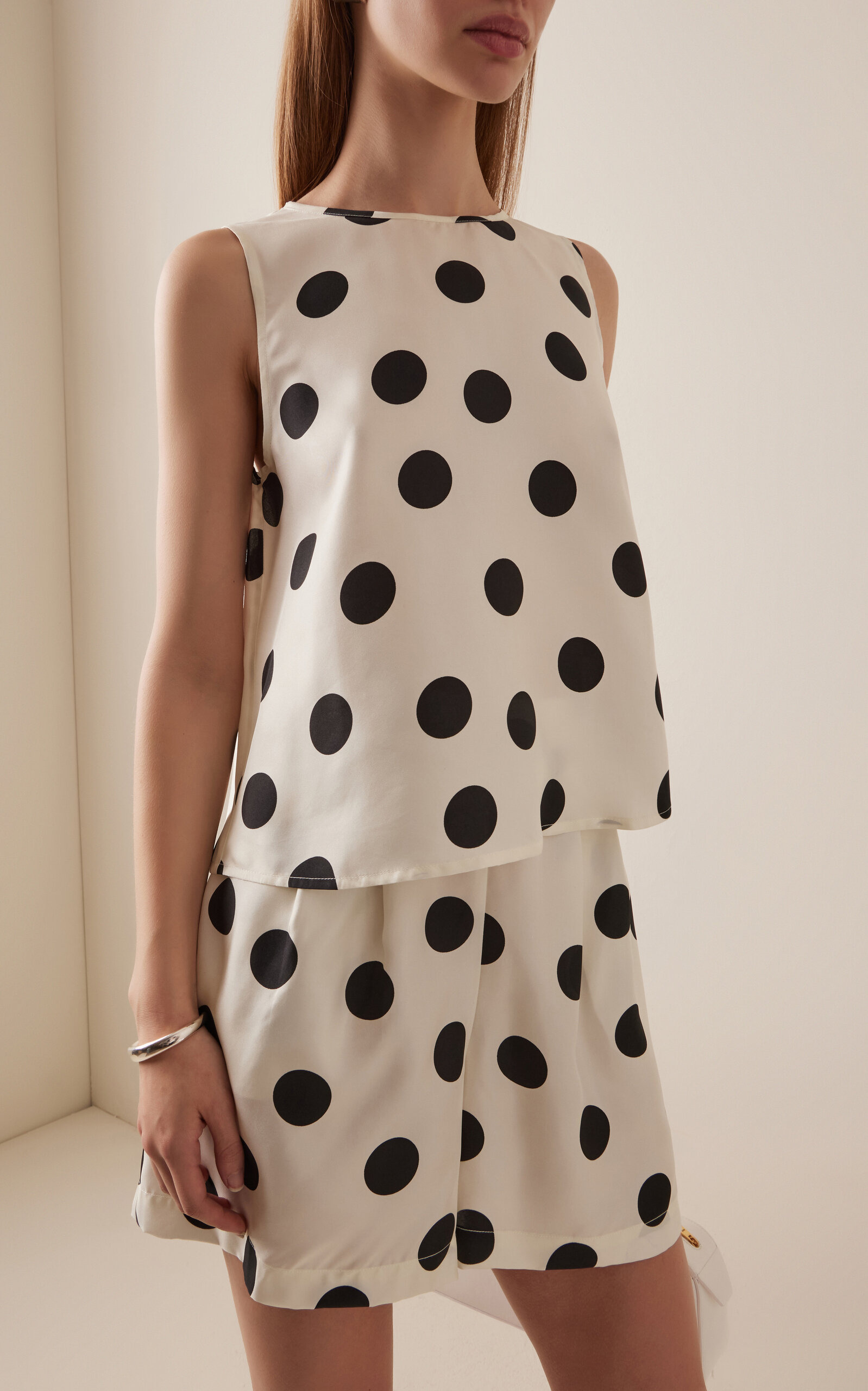 Exclusive Riviera Sofia Polka-Dot Silk-Twill Top black/white - 2