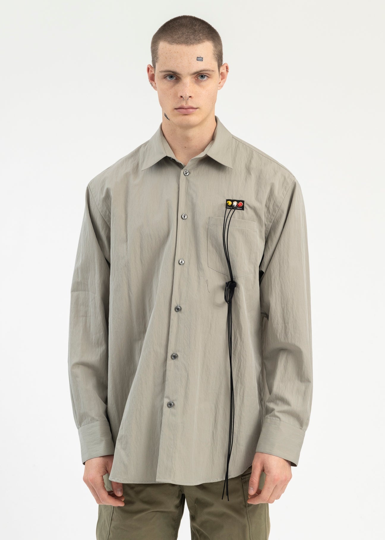 GREY RCA CABLE EMBROIDERY SHIRT - 1