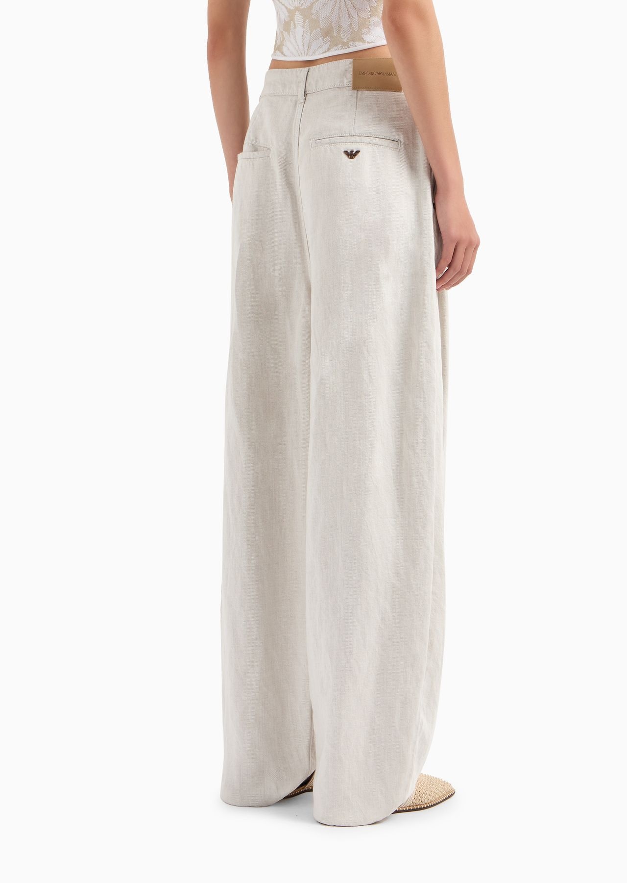 ASV garment-dyed denim-effect linen and Lyocell blend trousers - 3