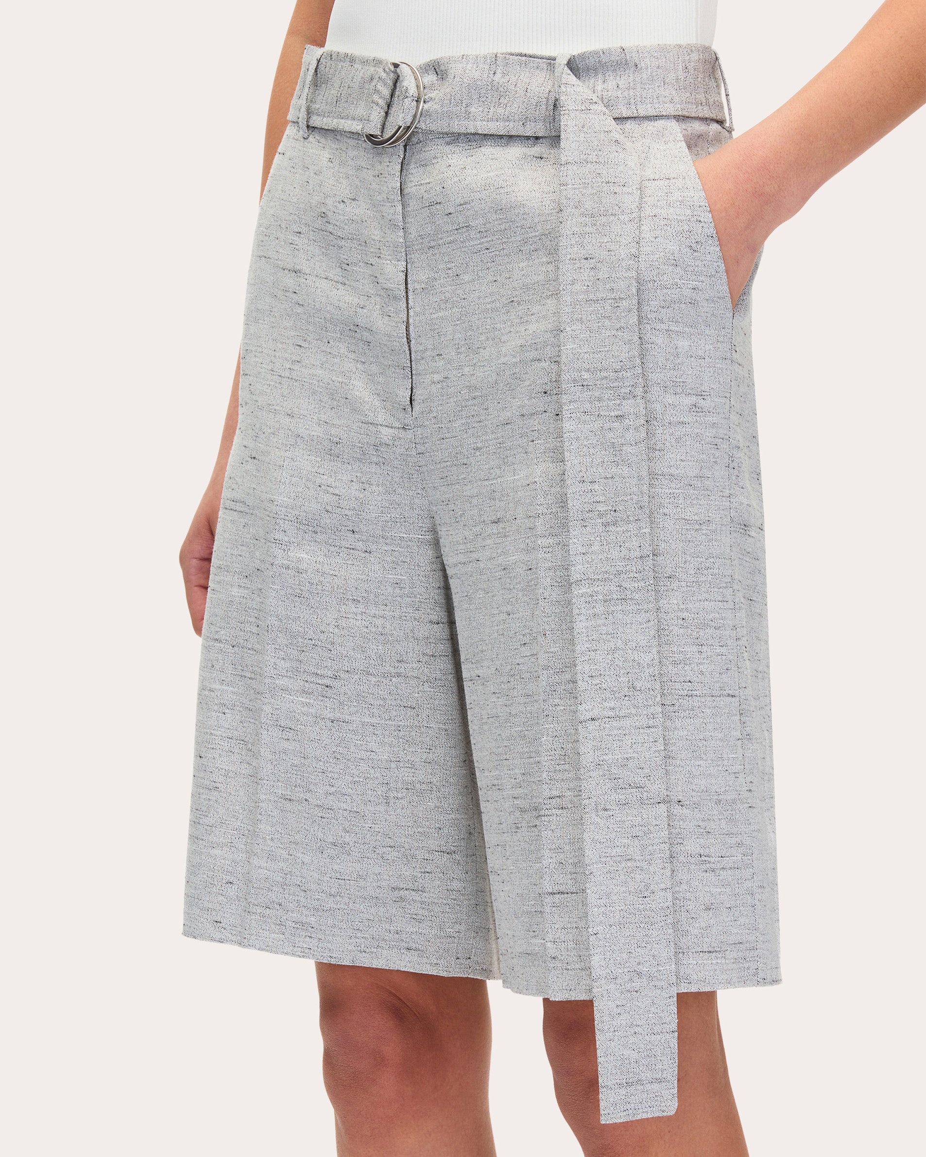 Linen-Blend Melange Shorts - 4